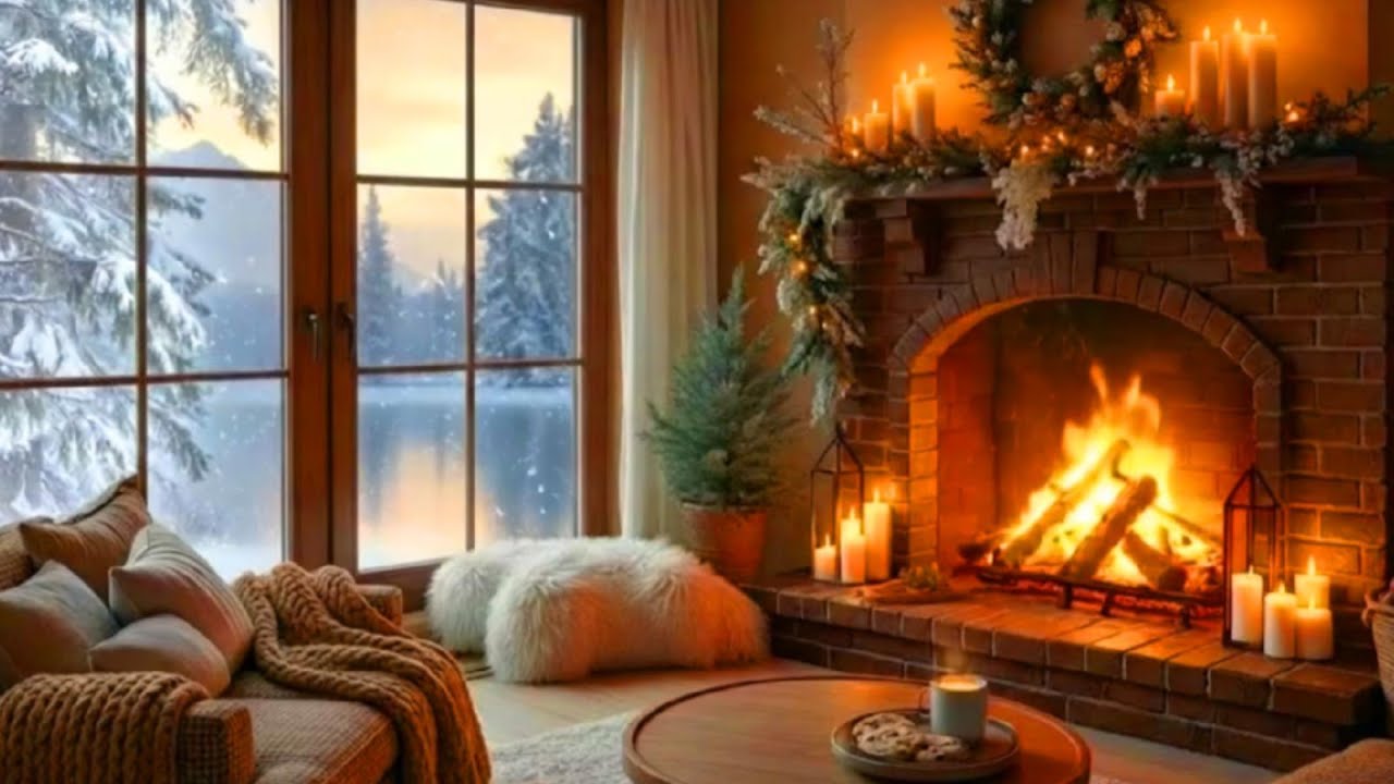 Cozy Winter Night in the Cabin ❄️🔥 Fireplace Light, Candlelight & Calming Atmosphere