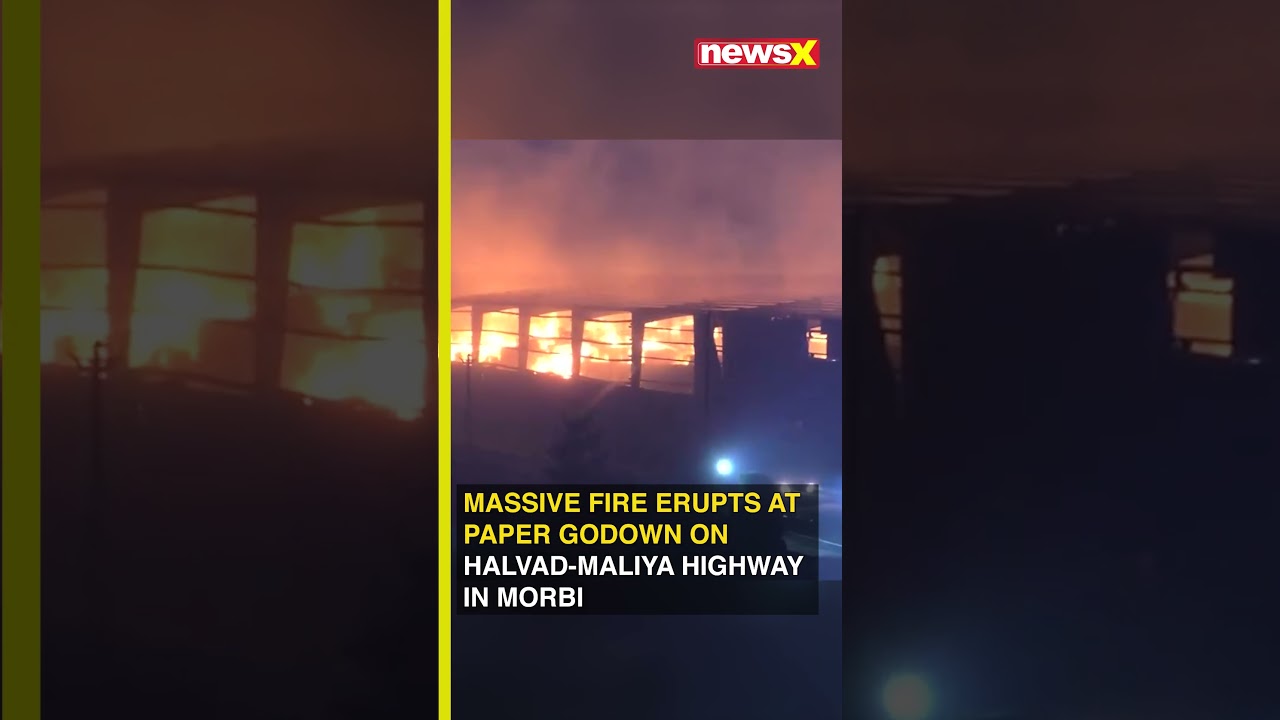 Huge Blaze Destroys Paper Godown in Morbi&rsquo;s Halvad-Maliya Industrial Area #firenews #fireshortvideo