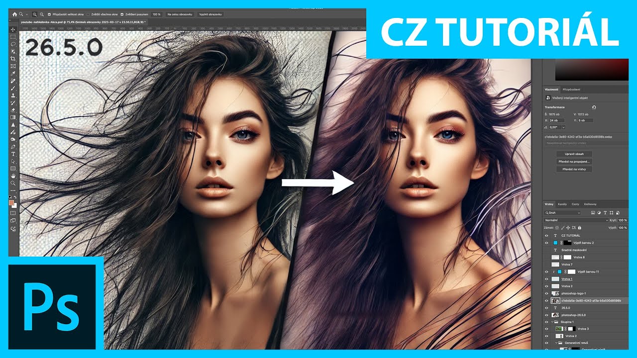 Photoshop 26.5.0 – téměř dokonalé odstranění pozadí a maskování? (4K video)
