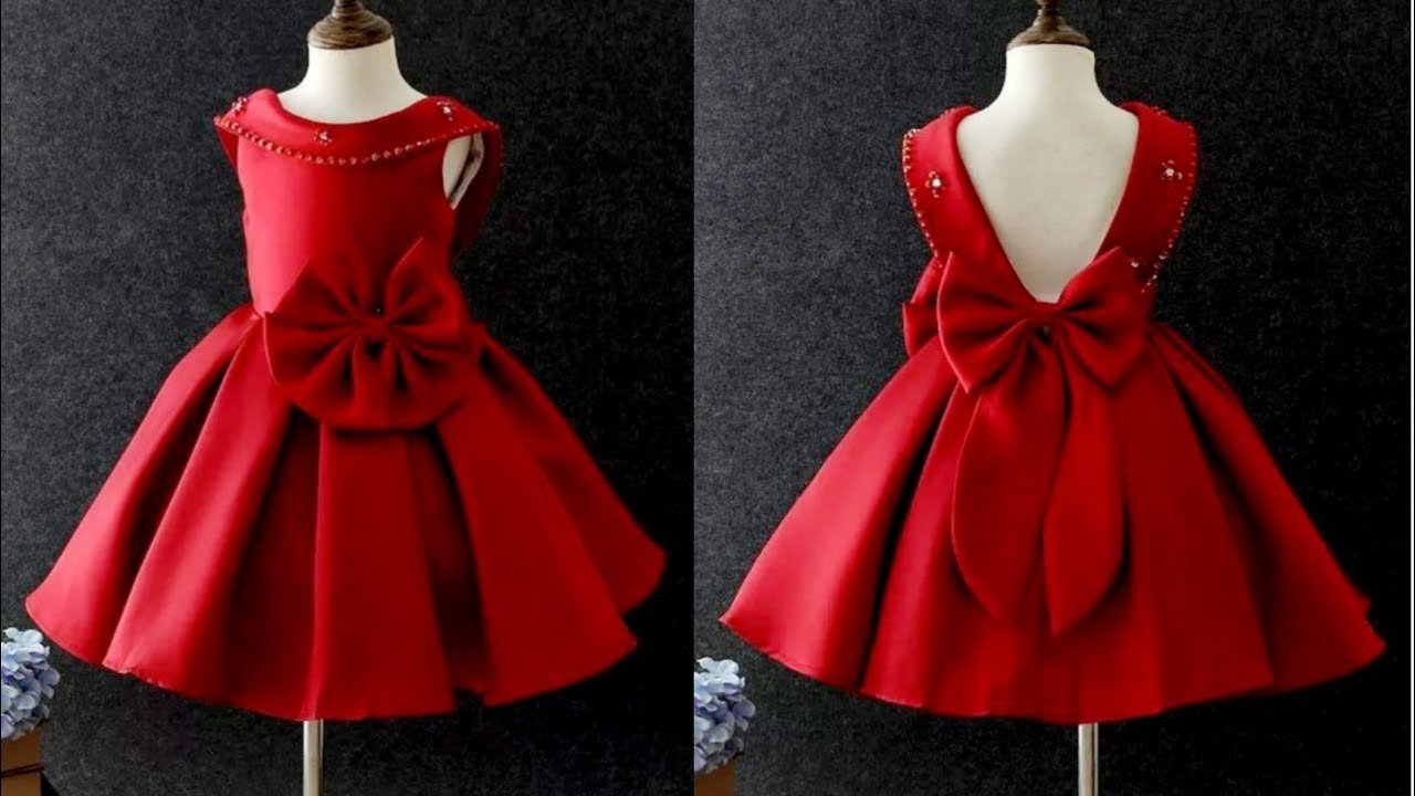 Partywear Box Pleated Baby Frock Cutting and Stitching/4-5 Year Baby Frock Design