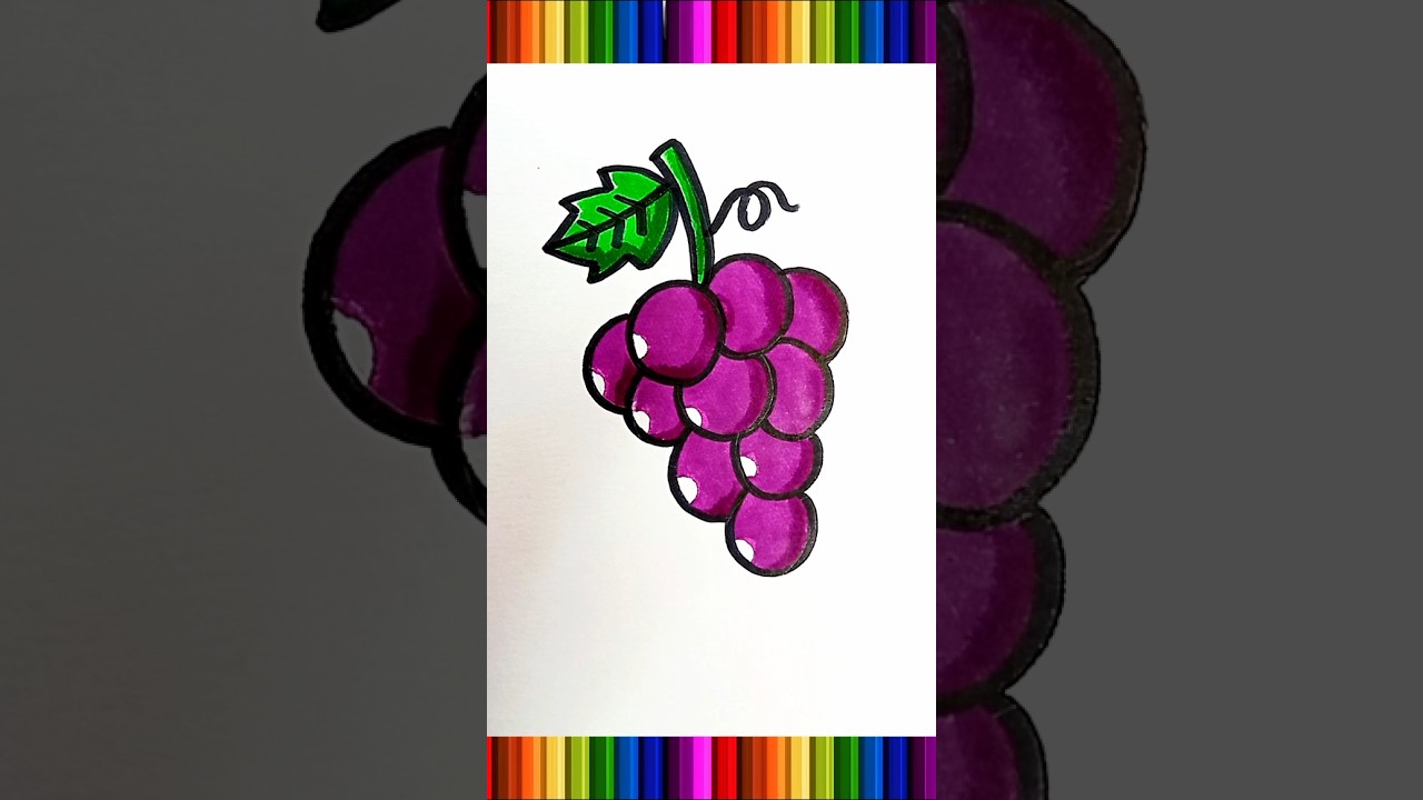 Grapes Fruit Easy Drawing 🍇😋#fruit #drawing #shorts