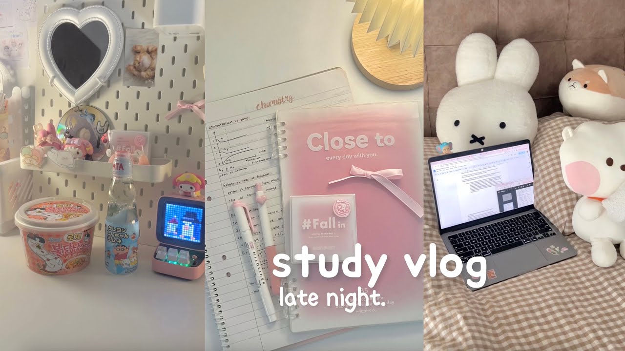 Late night study vlog 🎀preparing for finals week, cute foods, being productive, pulling all nighters