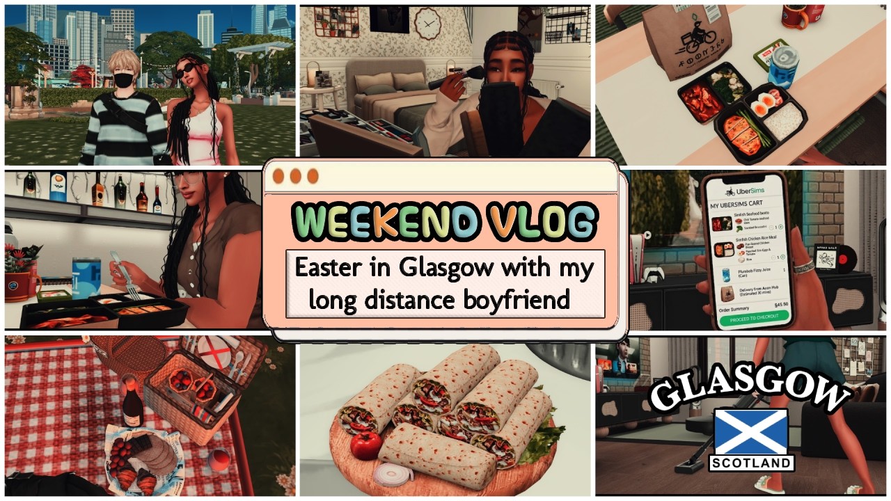 Easter Weekend Vlog in Glasgow 🌸 | gym, spring clean & picnic date | ASMR Sims 4#sims4asmr