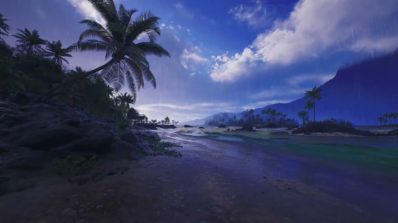 Ocean Rainstorm and Thunder Sounds for Sleeping Dimmed Screen Waves with Rain and Thunder