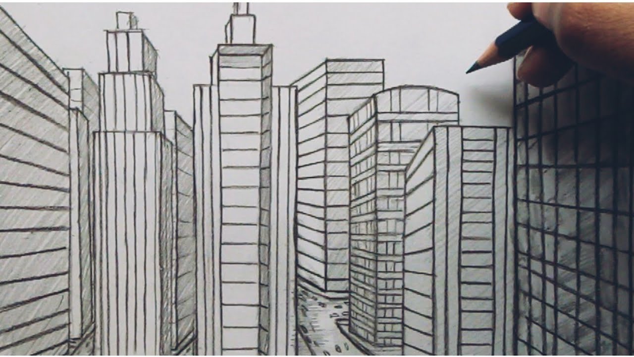 How to draw cityscape view easy