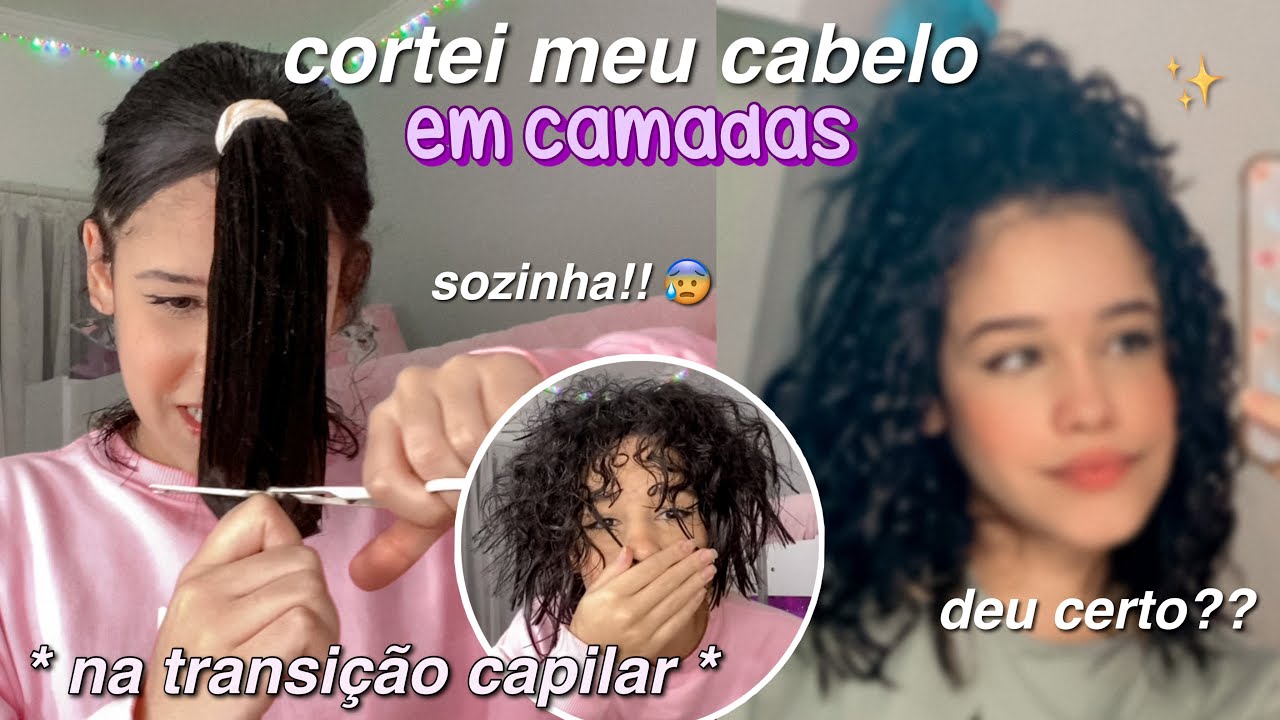 CORTEI MEU CABELO EM CAMADAS!! - transição capilar🧚‍♀️ deu certo?