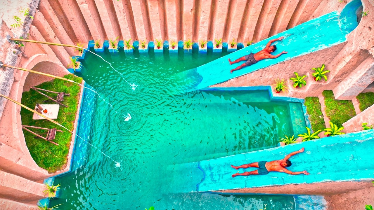 Building My Dream Underground Tunnel House with Water Slide and Swimming Pool