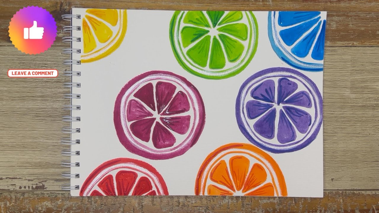 How to Paint Rainbow Citrus Fruit | For Beginners #satisfying #art #painting