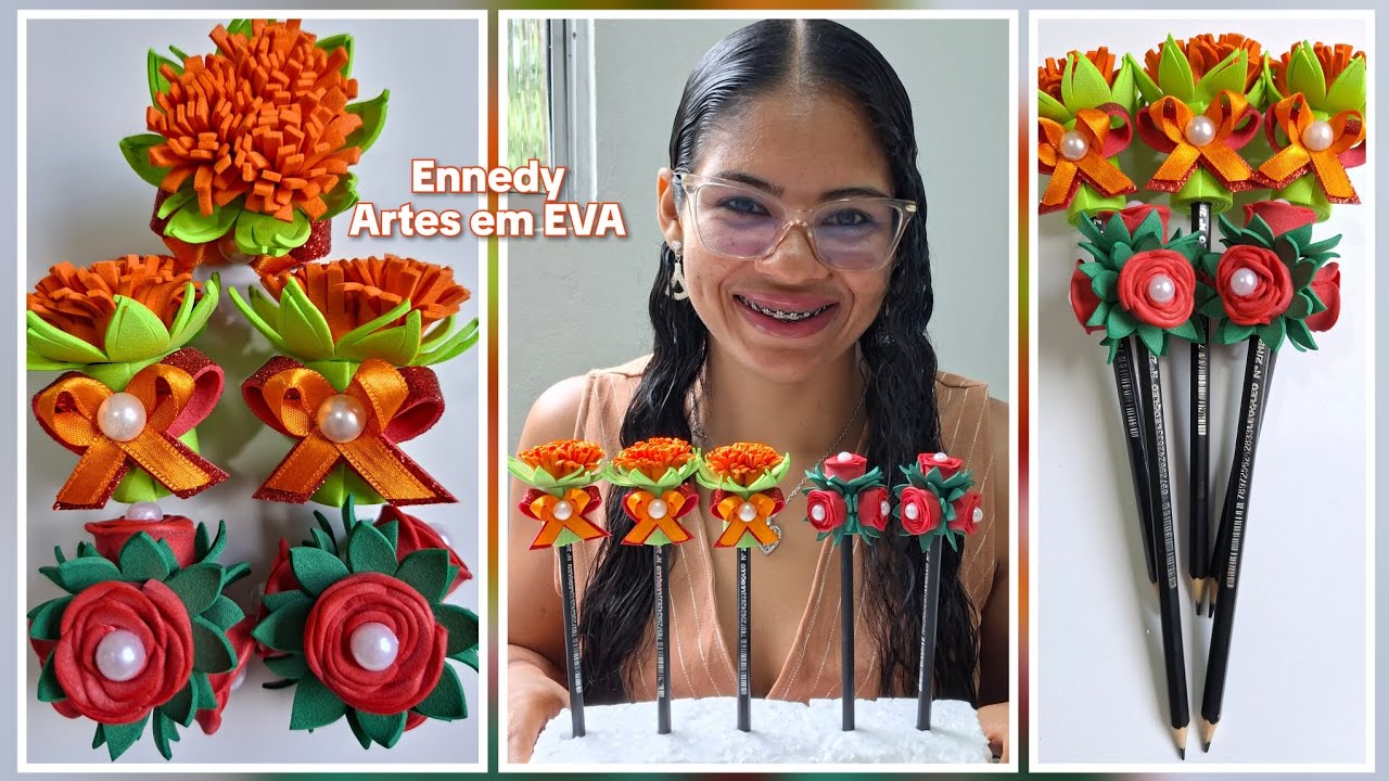 Fiz 5 vezes e vendi tudo🌹Gasta pouco, e fica pronto em minutos! 2 ponteiras com flores 