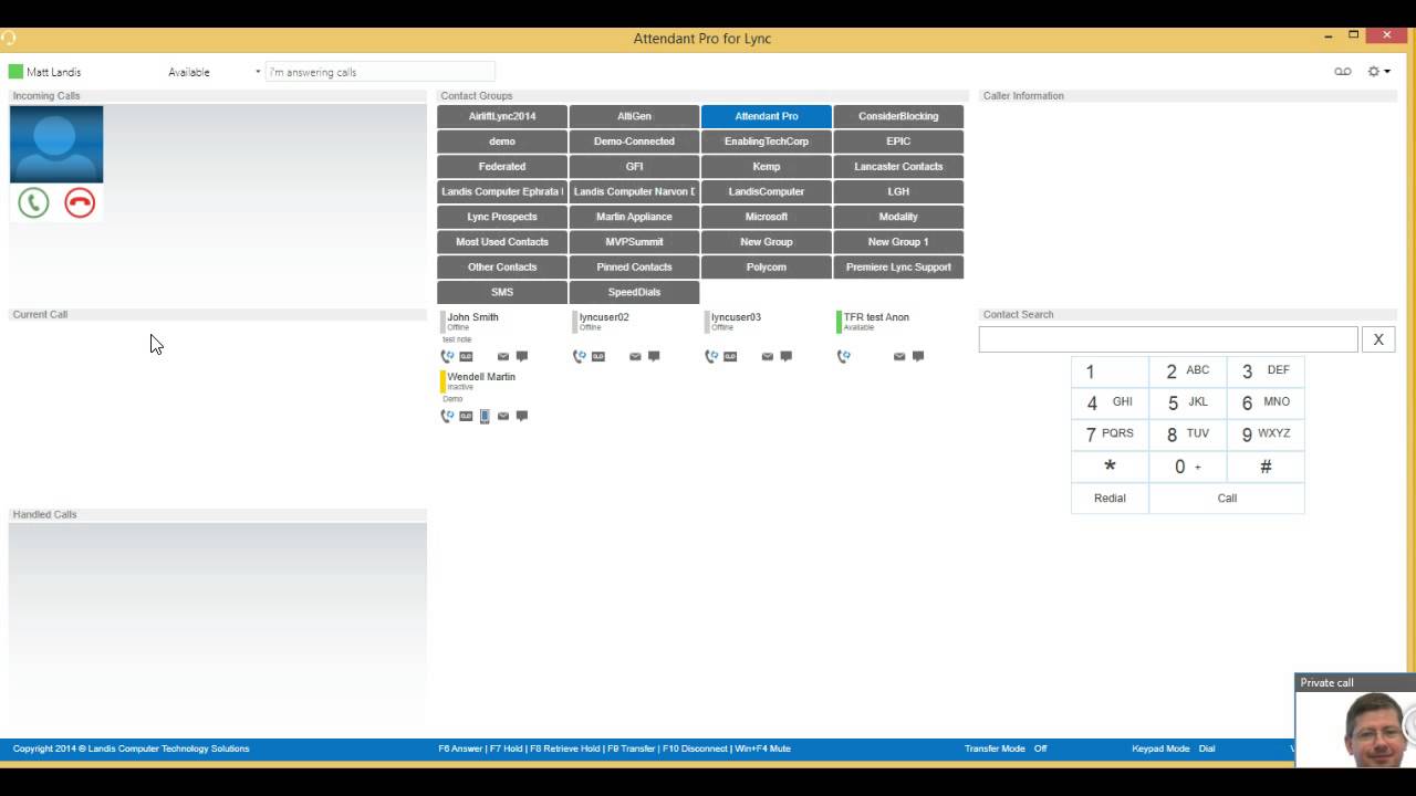 Attendant Pro for Lync Training - Incoming Call Panel