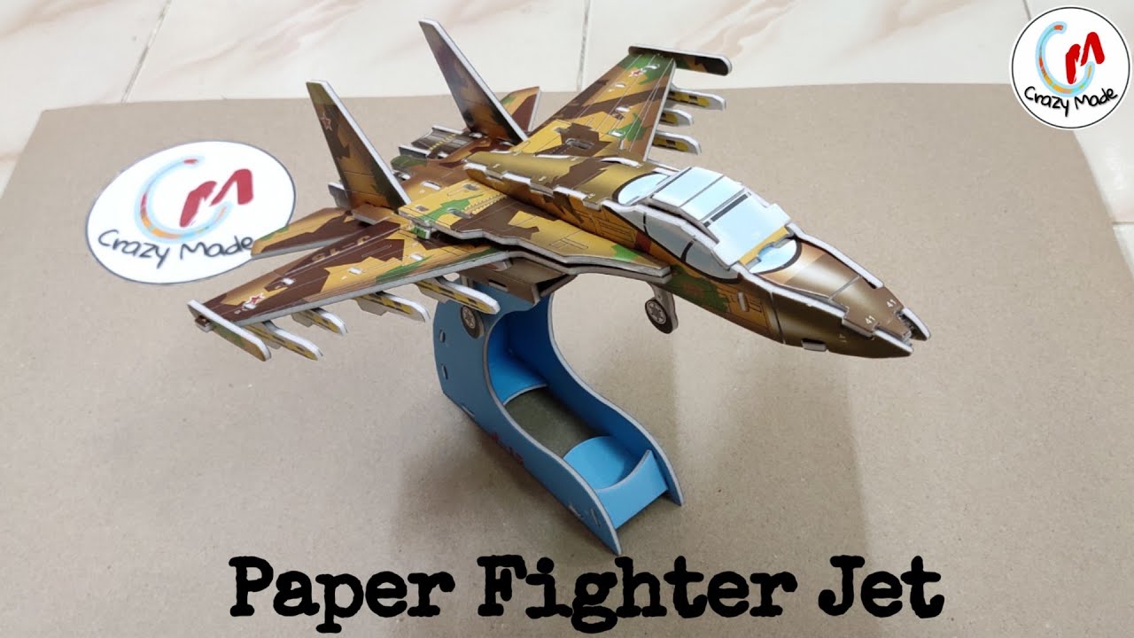 Make easy cardboard 3D Fighter Plane Sukoi l 3D puzzle Navy ship carrier Fighter Jet J15 - Crazymade