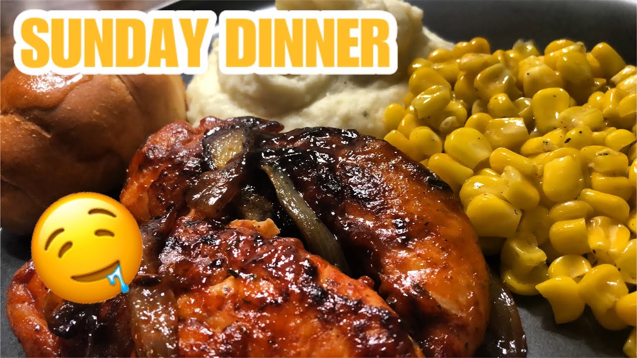 COOK WITH ME SUNDAY DINNER BBQ CHICKEN, MASH POTATOES & CORN W/ CRESCENT ROLLS