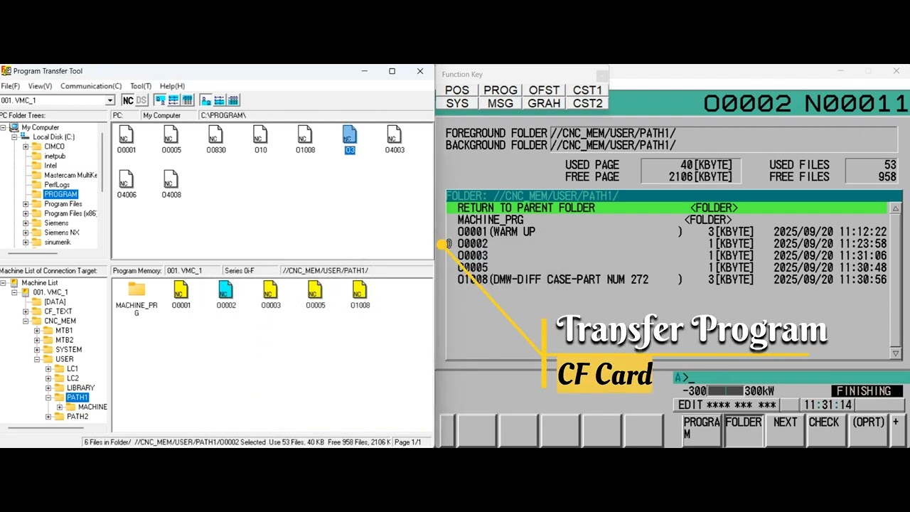 Transfer Program to CNC Memory  & Card Reader from PC using Fanuc Program Transfer Tool 