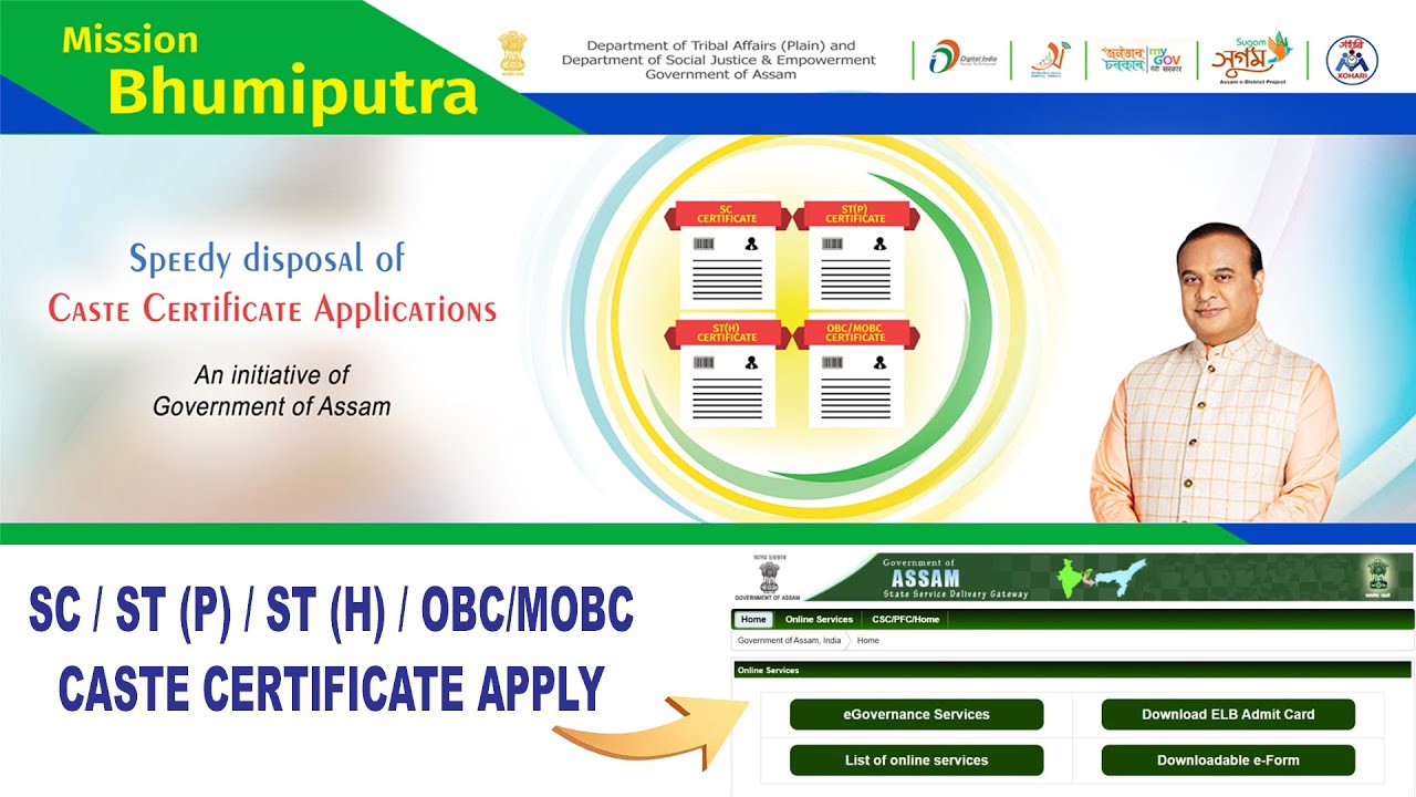 SC / ST (P) / ST (H) / OBC/MOBC CASTE CERTIFICATE APPLY