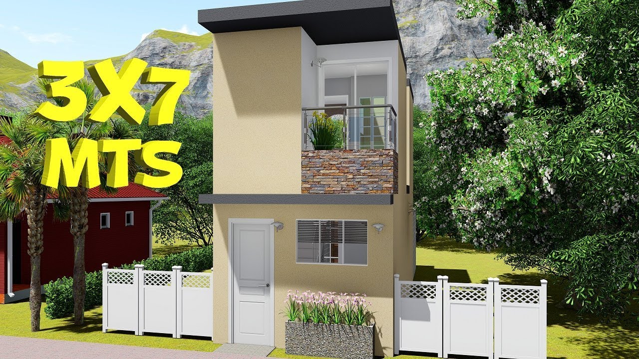 Plano de casa pequeña de 3x7 metros con 2 plantas