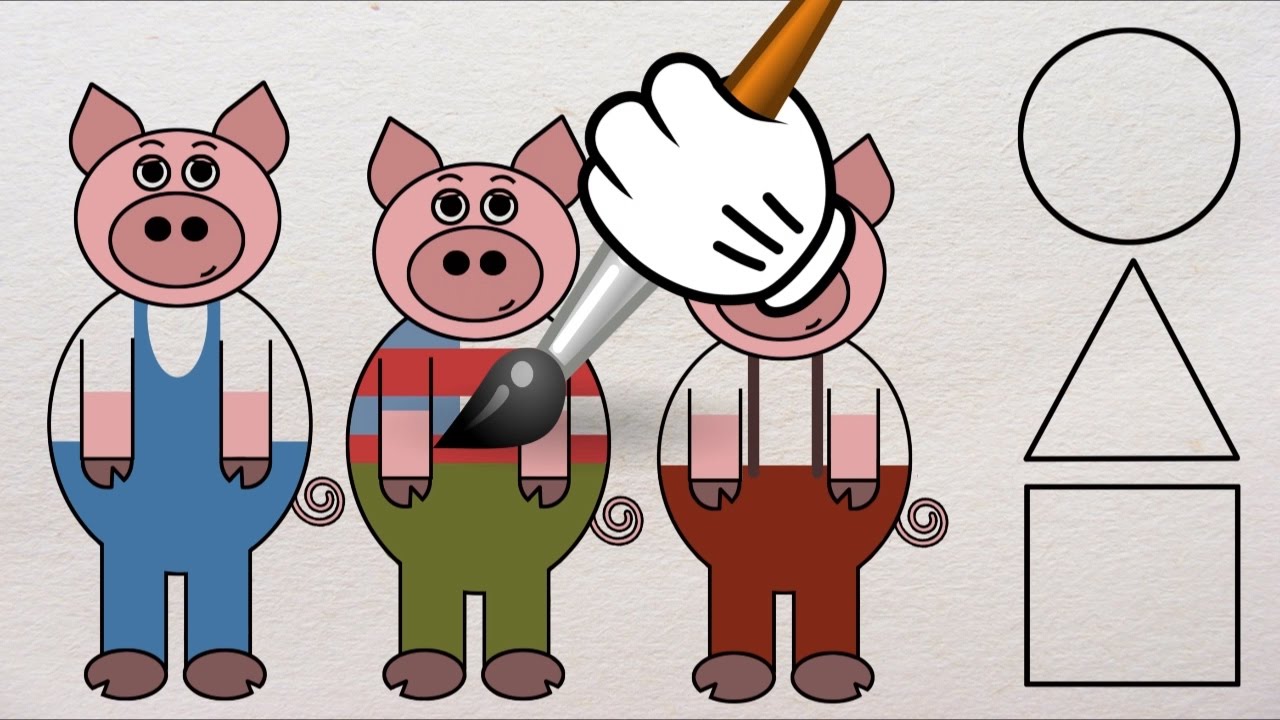 Aprende las Figuras Geometricas con los Tres Cerditos y el Lobo Feroz