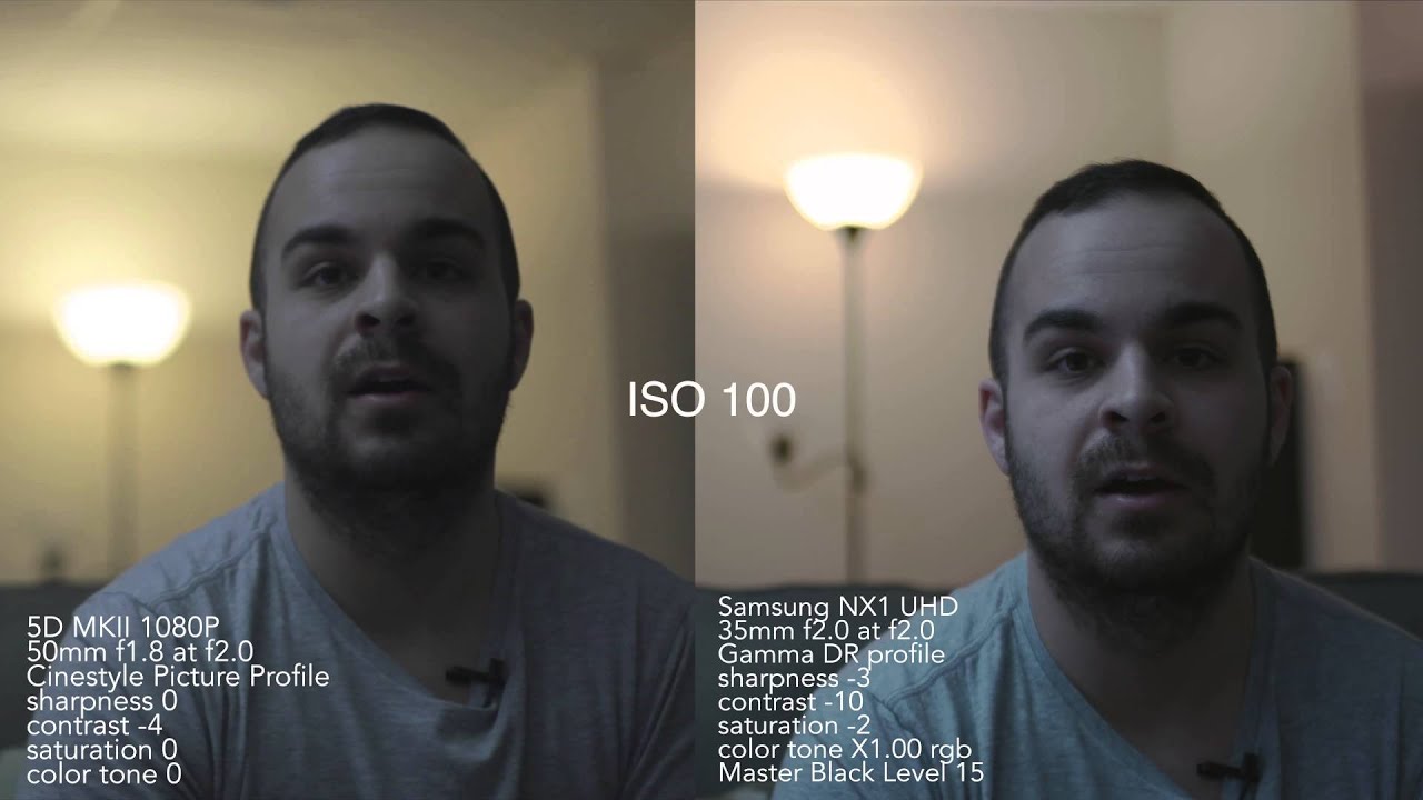 4K Samsung NX1 gamma DR 1.2 vs Canon 5D, Cinestyle, low-ish light test