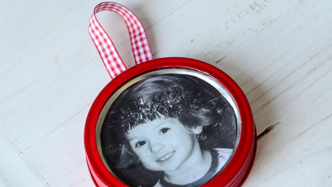 Mason Jar Lid Photo Ornament