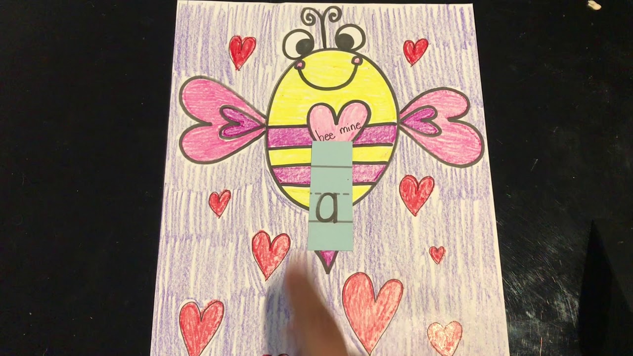 Valentines Day Bee Guided Drawing and writing