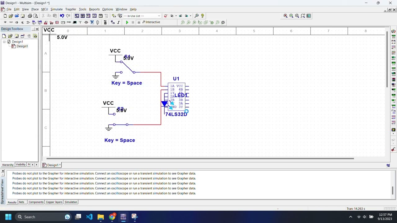7432 OR Gate Visual Implementation in Multisim (No Audio) | Digital Logic Simulation
