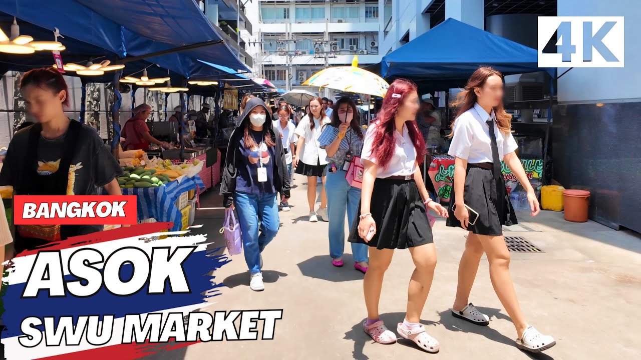 [4K] Asok Sukhumvit 21 Bangkok 🇹🇭 Walking Tour (ASMR - Binaural City Sounds)