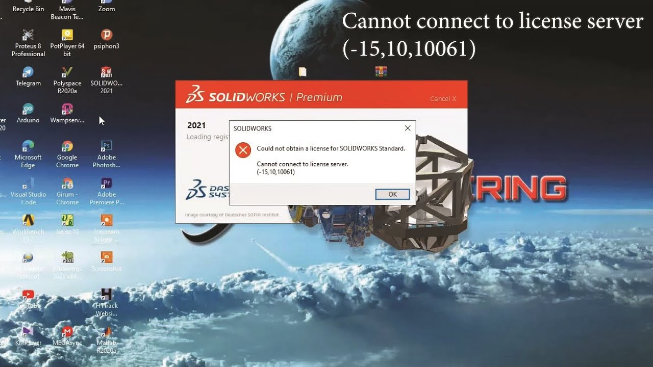 Can't connect to license server (-15,10,10061)