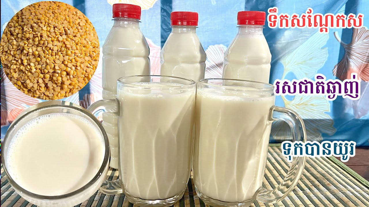វិធីធ្វើទឹកសណ្តែកសអោយបានឆ្ងាញ់/ How to make delicious soybean milk/ Soy milk