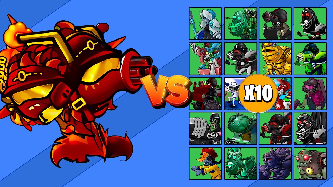 AMETRALLADORA DE FUEGO JALAPEÑO vs TODOS LOS ZOMBIES X10 | PvZ Fusion