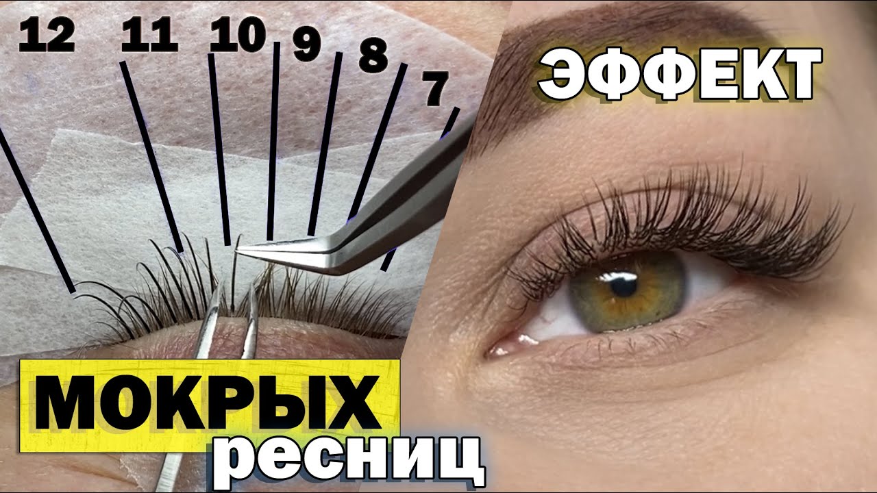 ЭФФЕКТ МОКРЫХ РЕСНИЦ / Как сделать неровную ресничную линию / Построение схемы наращивания