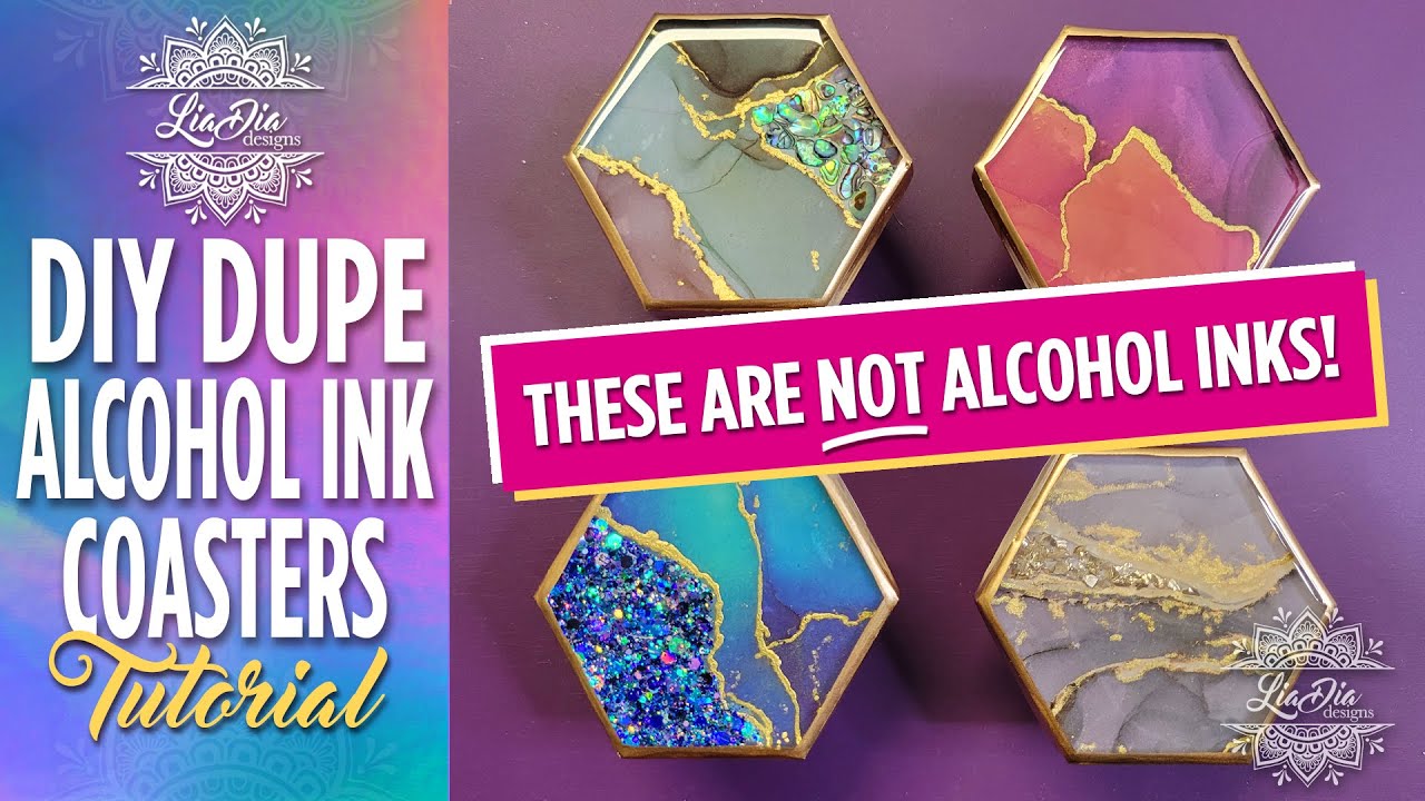 Alcohol Ink DUPE HACK without Alcohol Inks! EASY Epoxy Resin Art Coasters Tutorial
