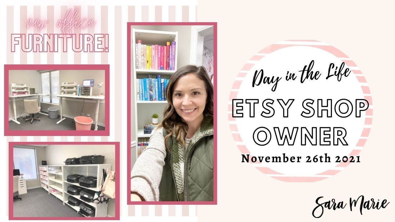 NEW Office Furniture! | Day in the Life of an Etsy Sticker Shop Owner | Sara Marie Stickers |
