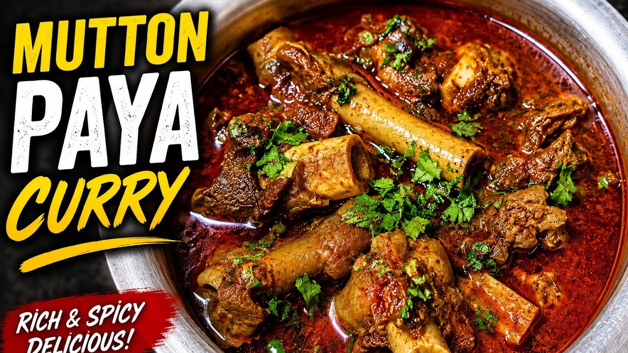 Traditional Mutton Paya Curry Telugu 🔥 | Full Detailed Recipe | Hotel Style Taste#muttonpayacurry 