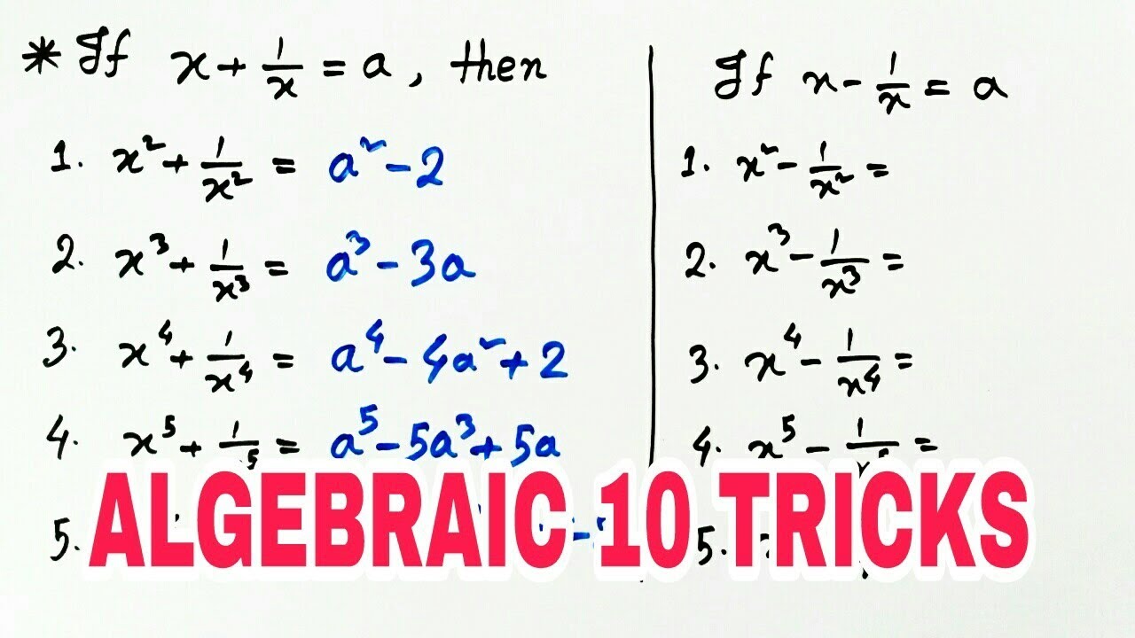 ALGEBRAIC 10 TRICKS FOR CGL, CPO, CHSL, RRB, BANK PO etc (In Hindi)