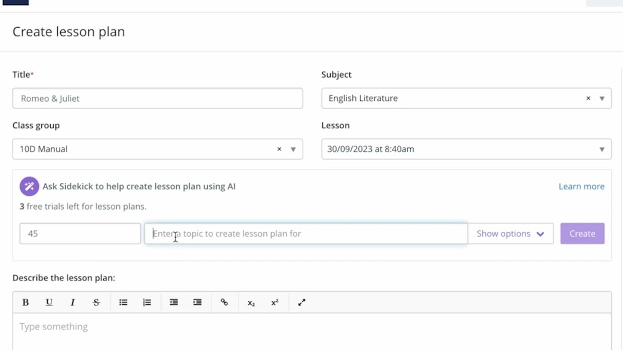 AI-Powered Lesson Plan Generator I AI Homework I Sidekick