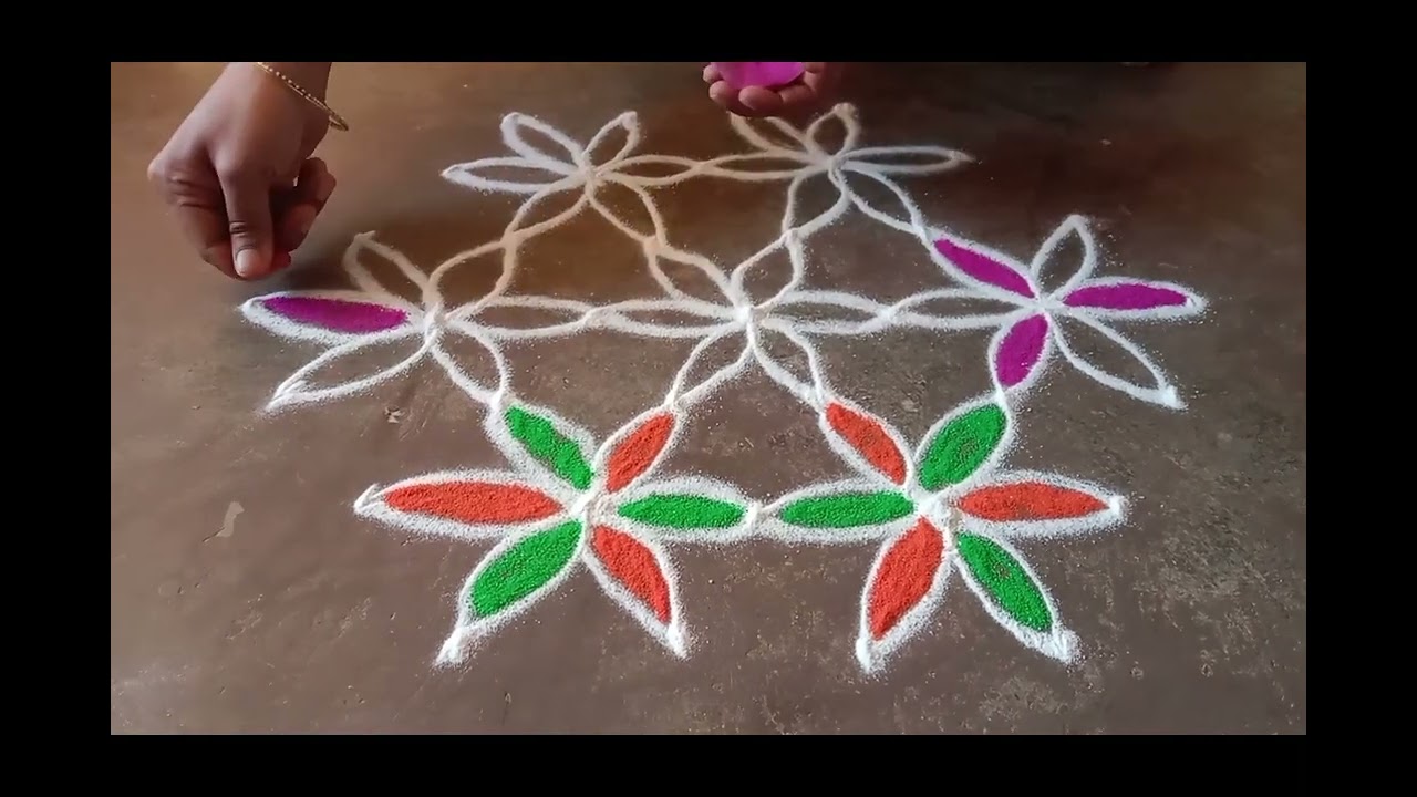7*4 easy daily kolam for beginners🌼🌸