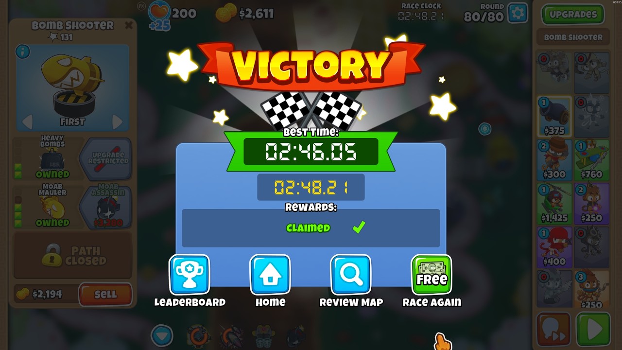 BTD6 Race: Tough Candy | Top 10 Under 3 Minutes (2:46) 🍬 Easy Ace Carpet Bomb Strategy