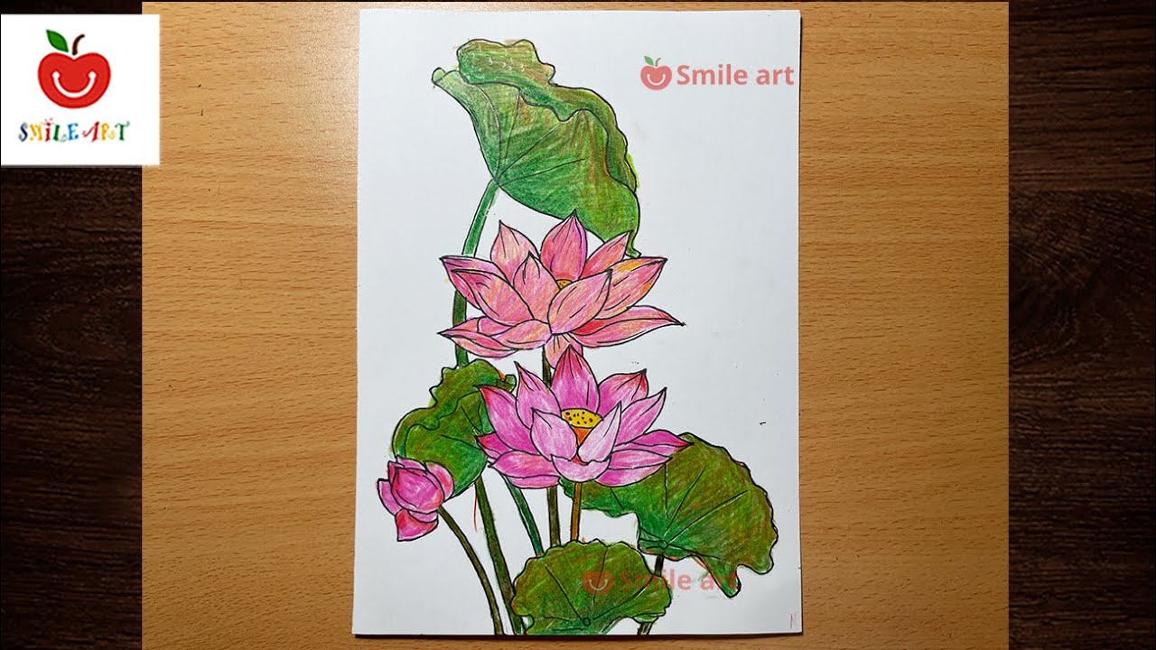 Vẽ hoa sen | Vẽ cách điệu hoa sen | Vẽ cách điệu hoa lá | Vẽ các loài hoa đơn giản #smileart