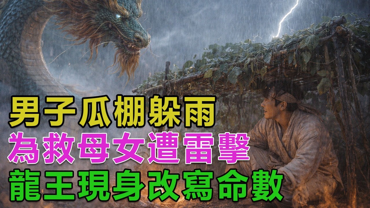 民間故事：男子瓜棚躲雨，為救母女遭雷擊，龍王現身改寫命數