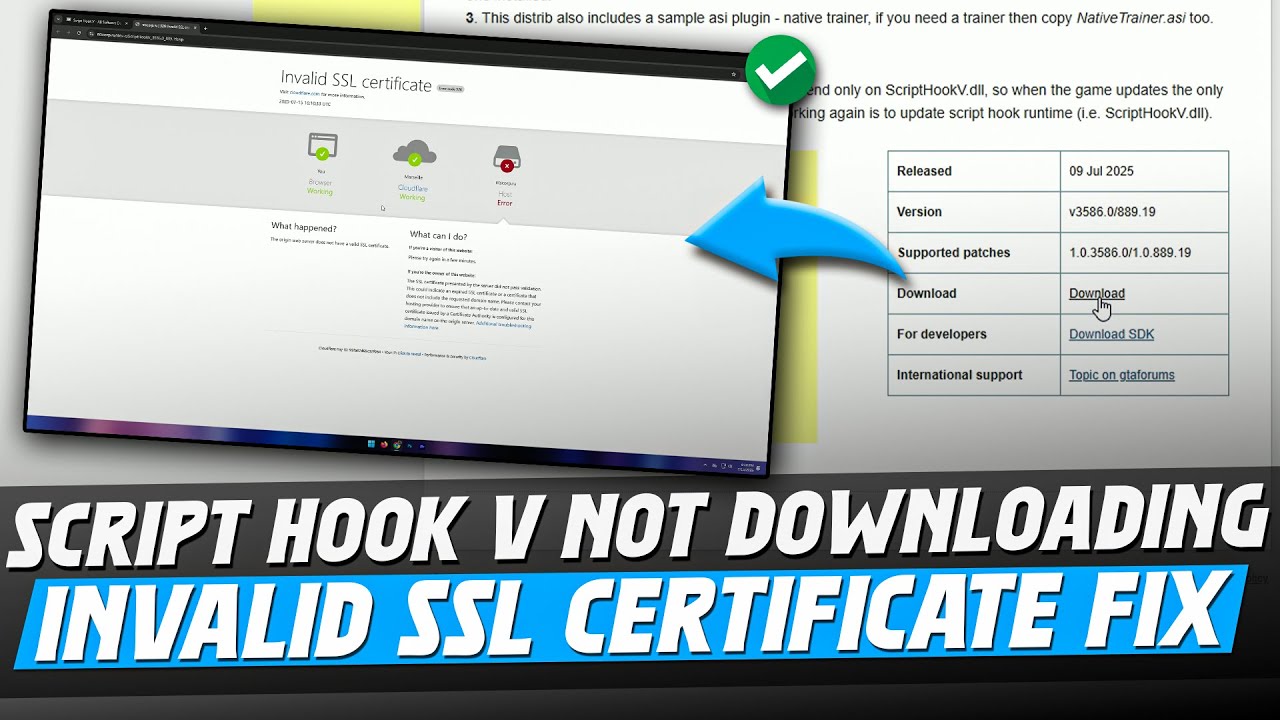 How To Fix Script Hook v Not Downloading | Invalid SSL certificate Fix | 2025
