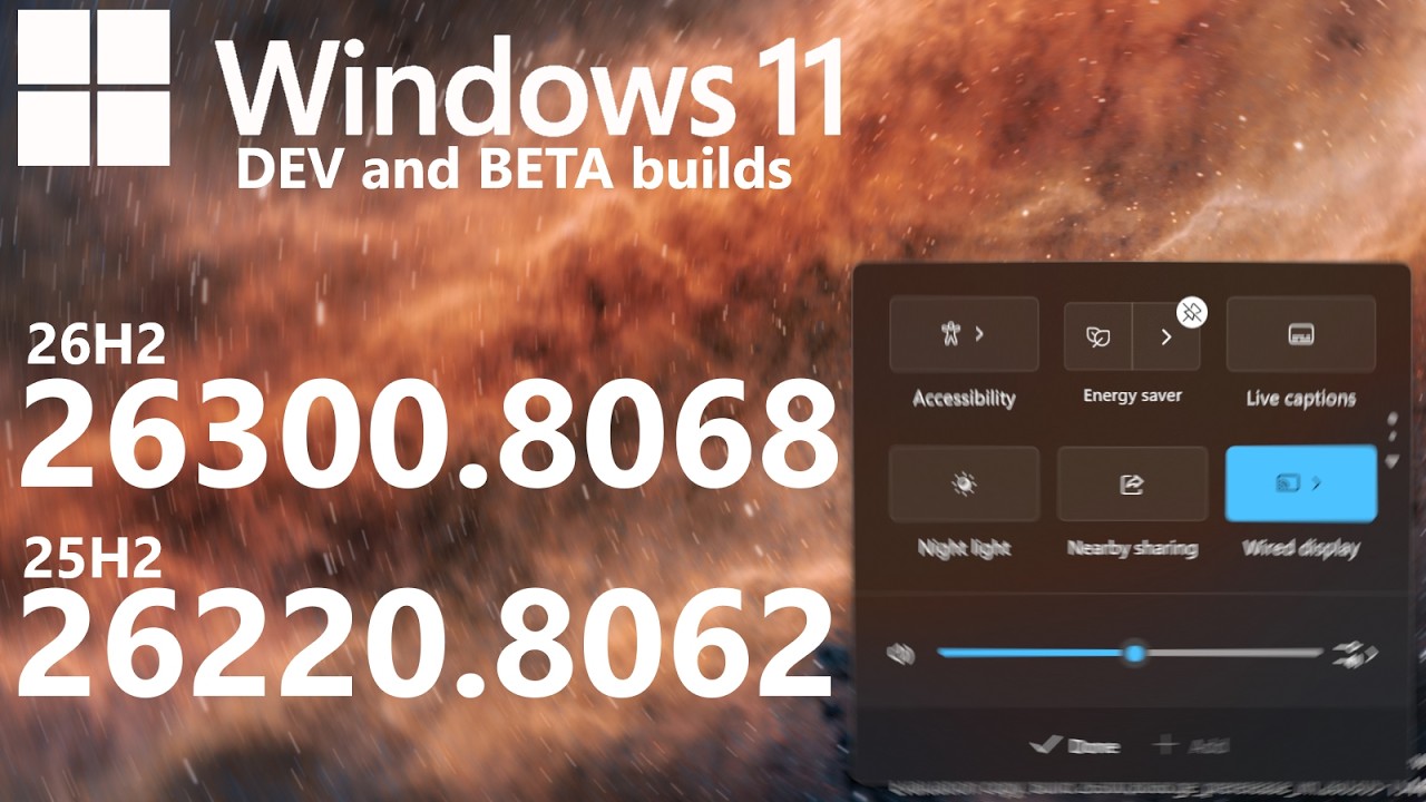 Windows 11 Dev and Beta (26300.8068, 26220.8062): What's New?