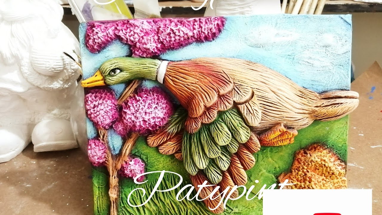 pato en cerámica pintado pincel seco