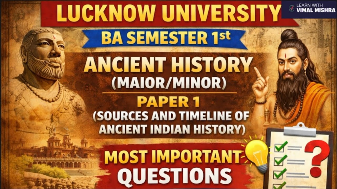 Paper 1 Ancient History 🔥Most Important Questions (Major/Minor) Lucknow University BA 1st Semester 