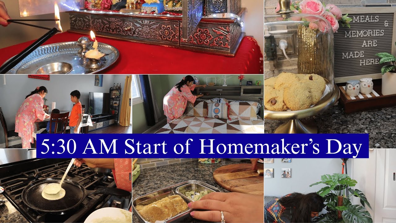 5:30 AM Start of Day In Life of Indian Homemaker In Chicago, Cleaning, Cooking, Parenting Motivation