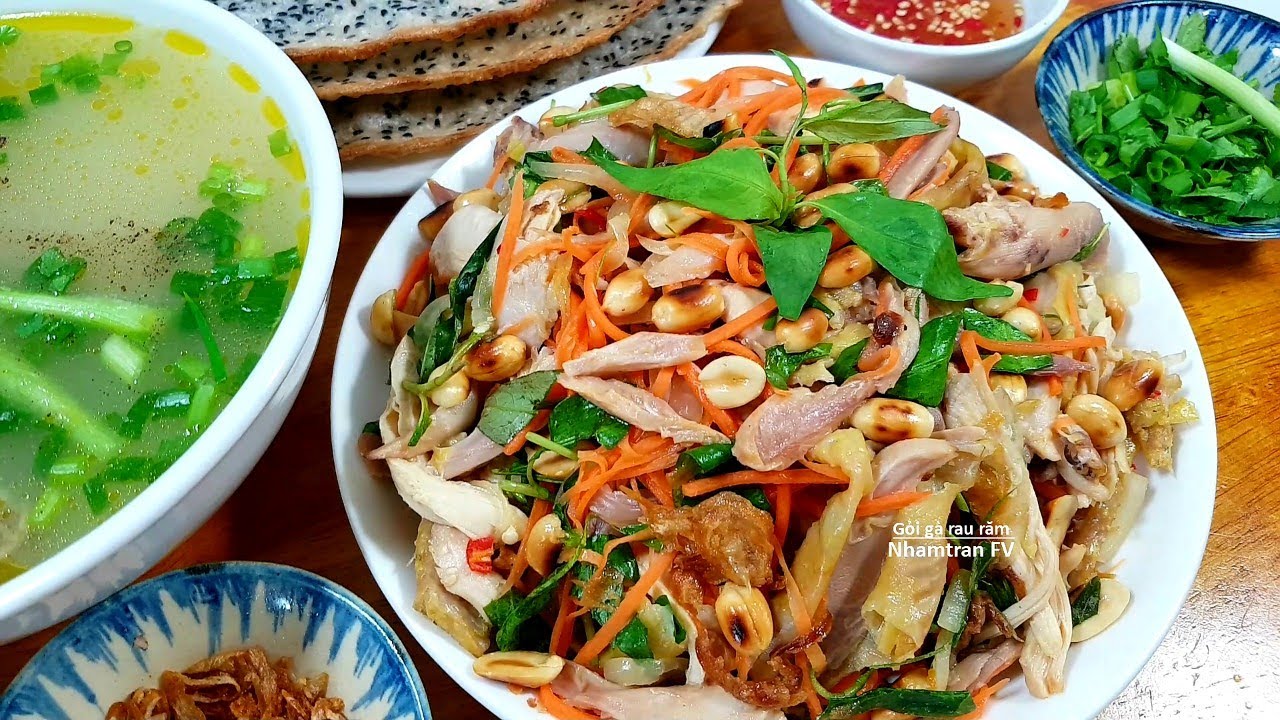 GỎI GÀ RAU RĂM Thêm cháo gà nóng hổi đổi món bữa ăn gia đình rất ngon |Nhamtran FV
