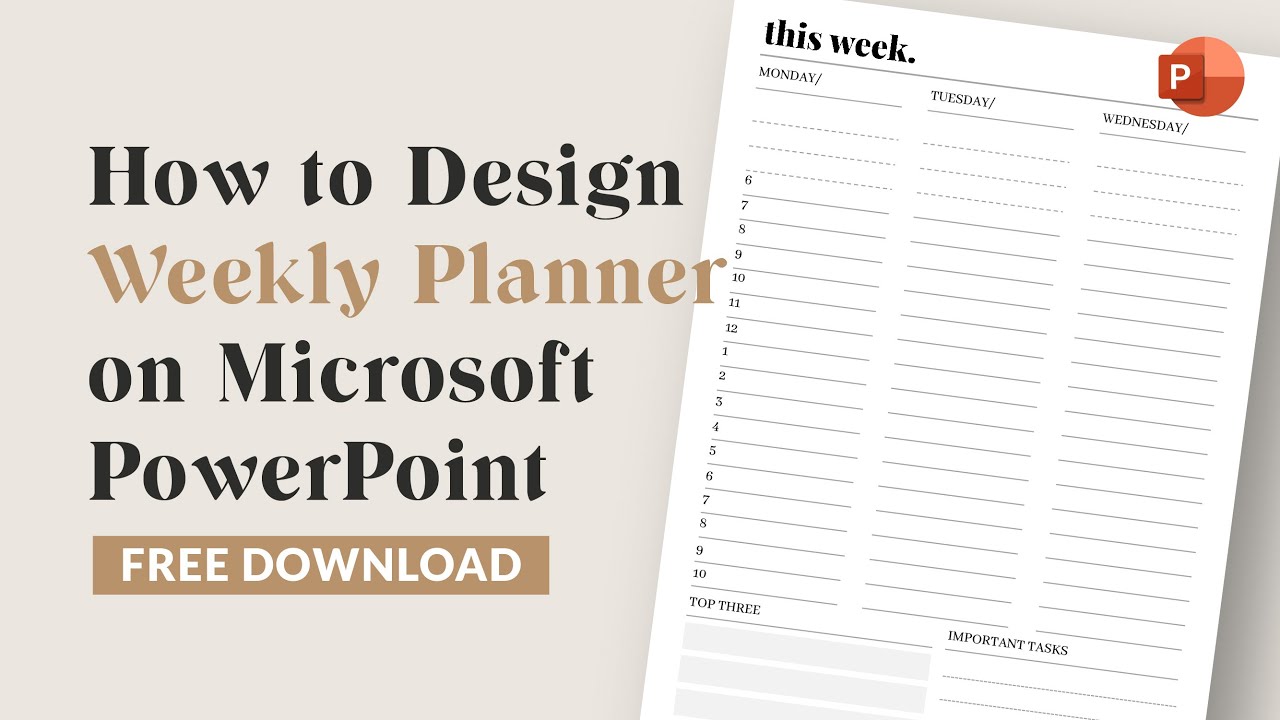 How to design minimal 2 page weekly planner on Microsoft PowerPoint | DIY printable | Free Download
