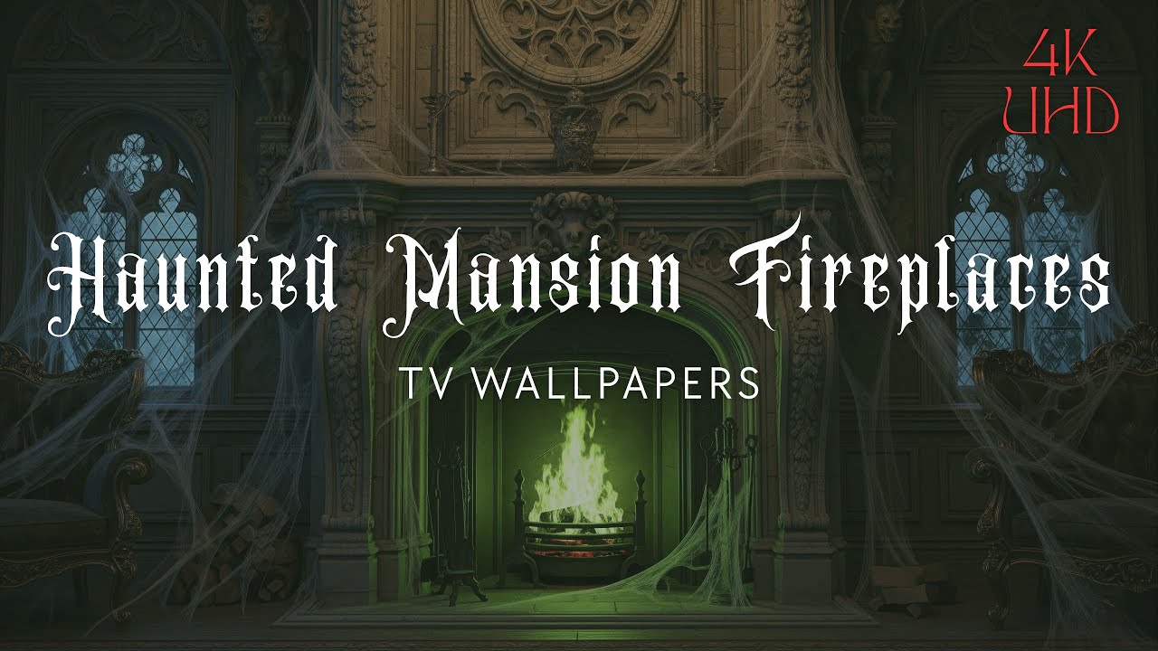 Haunted Mansion Fireplaces – 5-Hour UHD TV Slideshow Wallpaper (10 Images – 1 Every 30 Minutes)