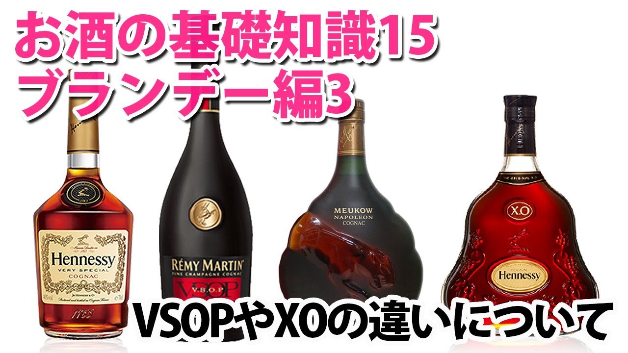 お酒の基礎講座　VSOPやXOの違いについて ブランデー編3 スリースター、VS、V.S.O.P、ナポレオン、XO 字幕対応