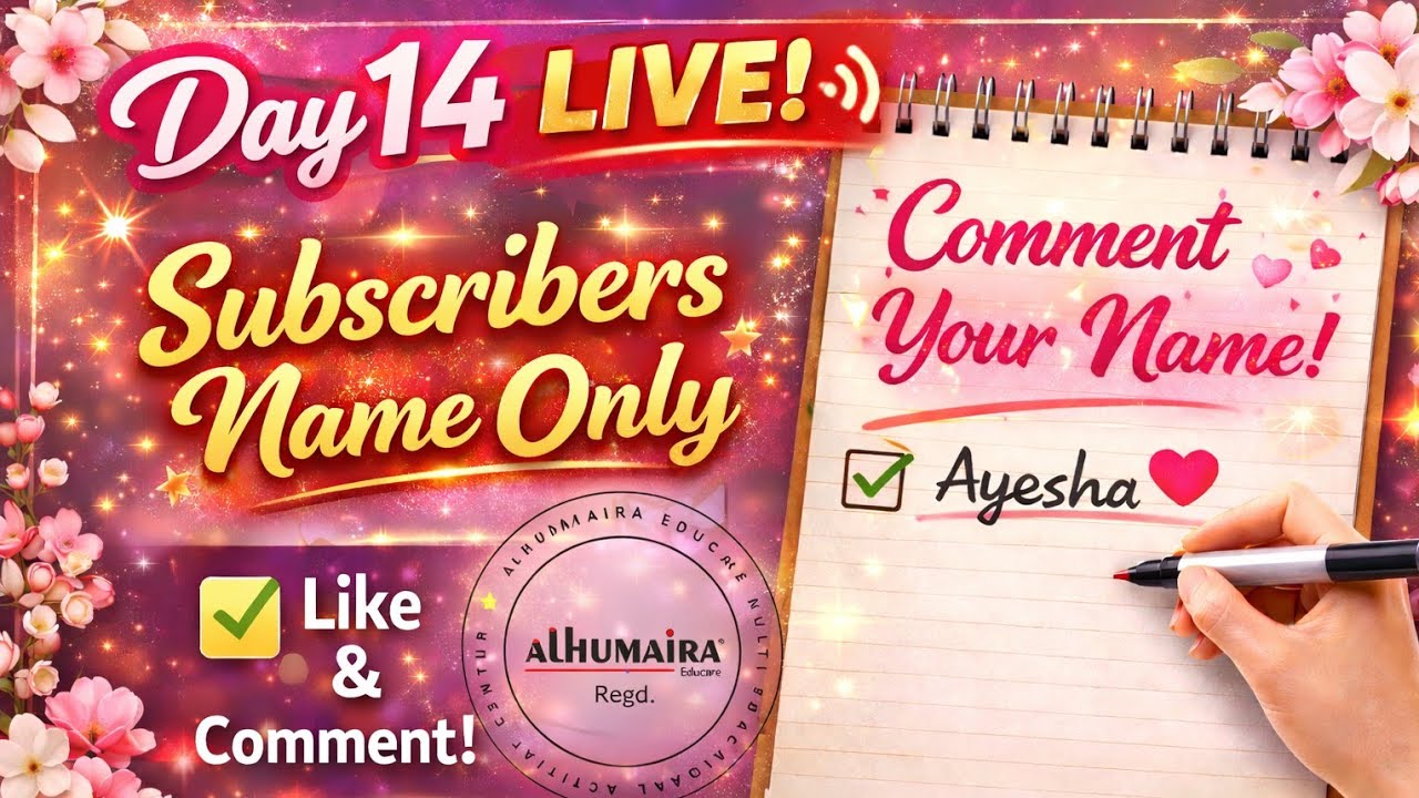 Day 14 Writing Subscribers' Name Only | Subscribe and Like | Comment Your Name ❤️