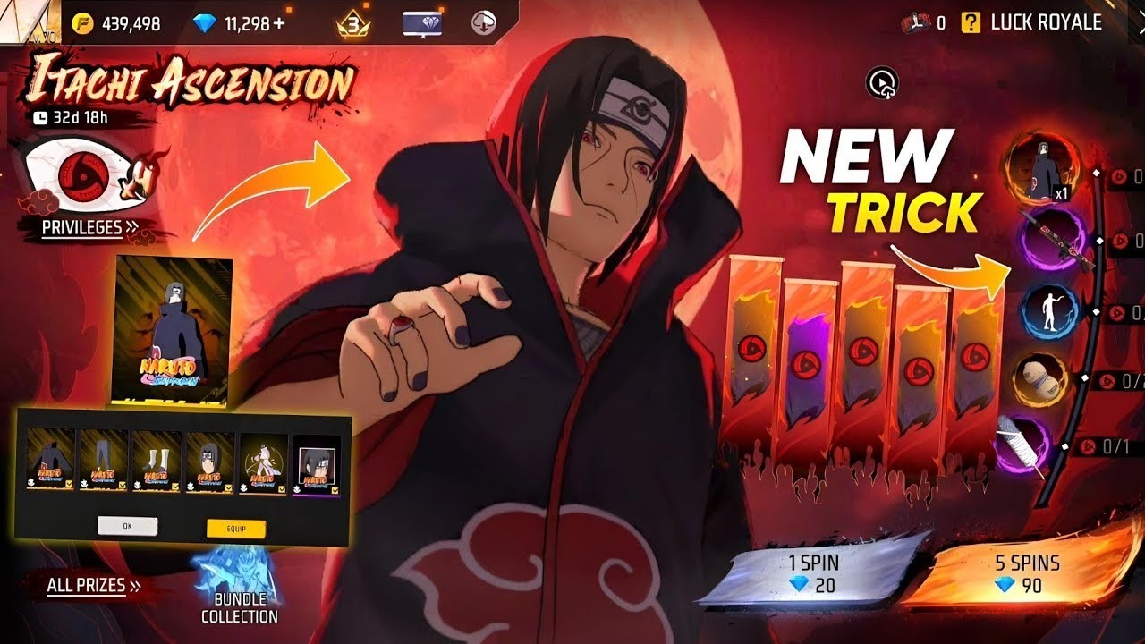🔥தாரமான Trick 🥳 Itachi Ascension Event Free Fire 🤯 One Spin Trick 🥵 Tomie