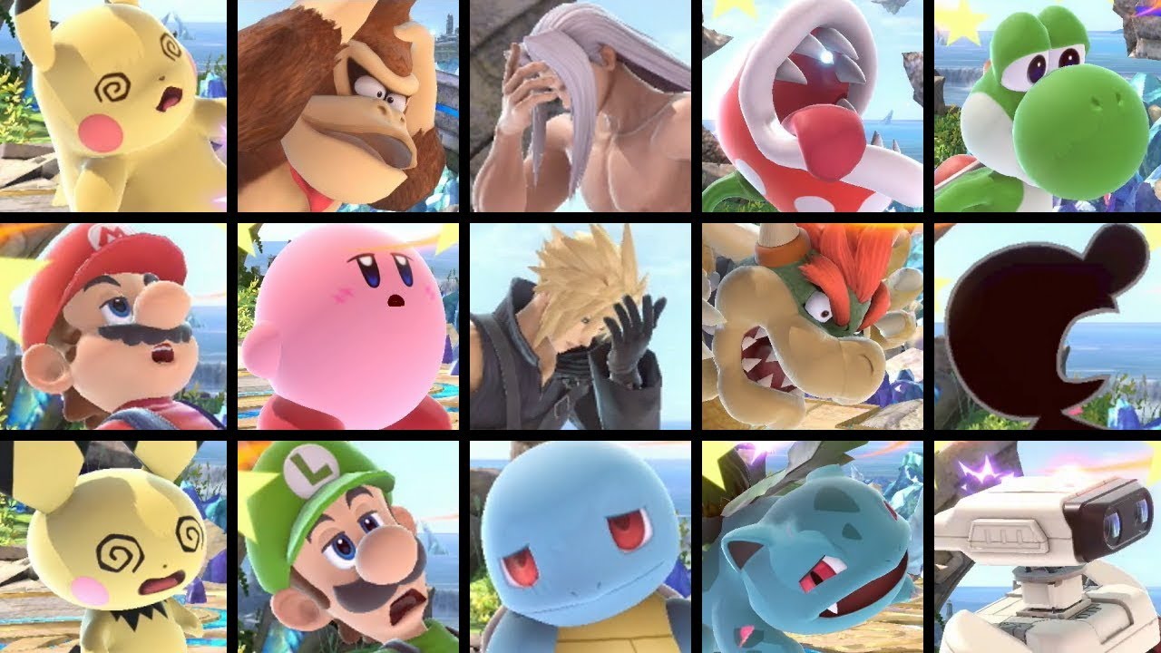 全ファイターふらふらモーション＋ボイス集 (マリオ～ソラ) / All Dizzy Animations (Mario-Sora) #スマブラSP #SSBU